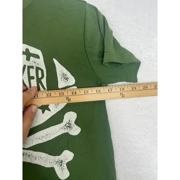 VNTG Old Navy "Playmaker" Green Distressed Baby Tee sz M y2k Rachel Green 90s - Picture 5 of 8